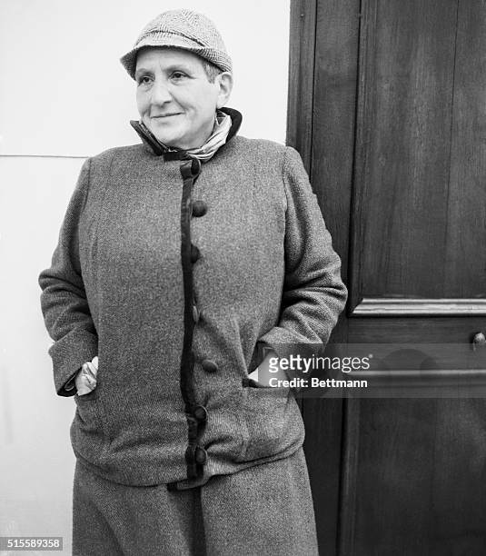 Gertrude Stein, famous American poet and writer now living in Paris, whose opera, "Four Saints in Three Acts", was a sensation of last season,...