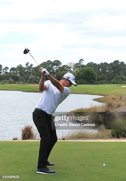 Adam Scott of Australia hits a driver at Old Palm Golf Club on March 7, 2016 in Palm Beach Gardens, Florida.