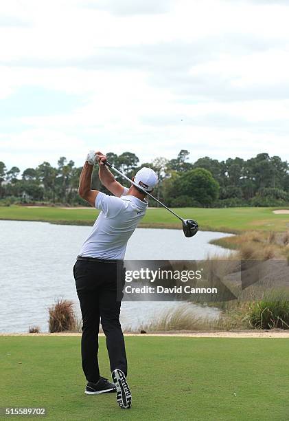 Adam Scott of Australia hits a driver at Old Palm Golf Club on March 7, 2016 in Palm Beach Gardens, Florida.