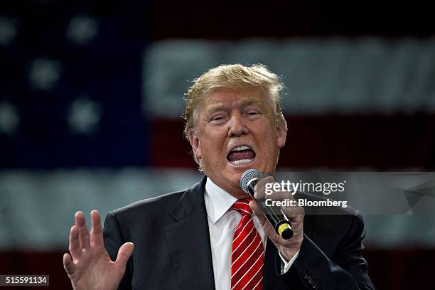 Donald Trump, president and chief executive of Trump Organization Inc. And 2016 Republican presidential candidate, speaks during town hall event at...