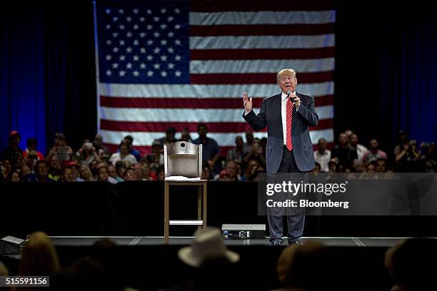 Donald Trump, president and chief executive of Trump Organization Inc. And 2016 Republican presidential candidate, speaks during town hall event at...