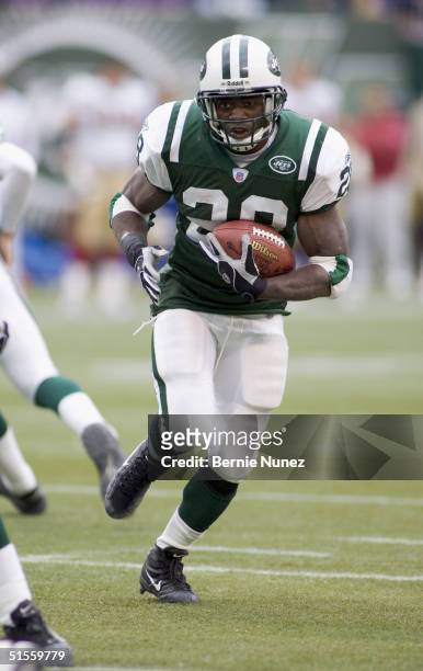 Curtis Martin of the New York Jets running in the game against the San Francisco 49ers on October 17, 2004 at Giants Stadium in East Rutherford, New...