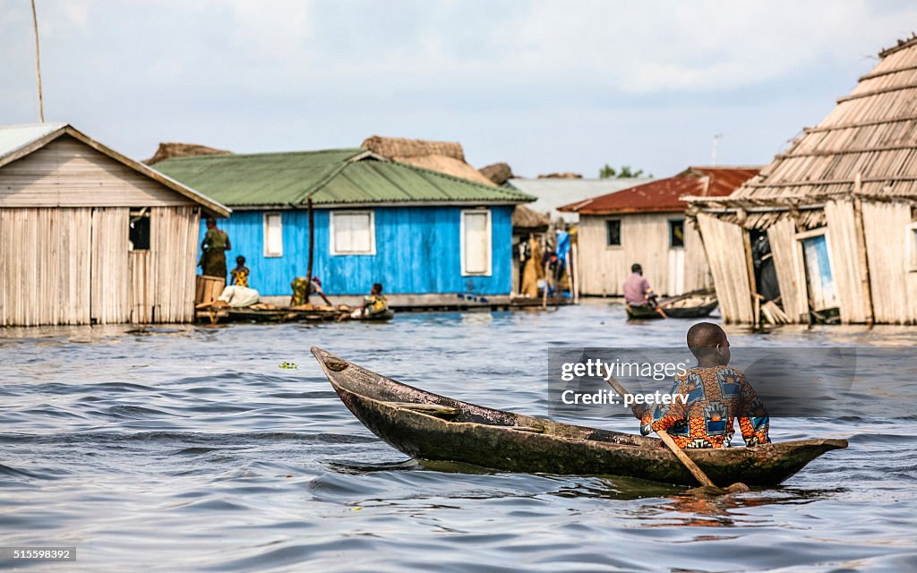 Village on the water. Ganvie, Benin.