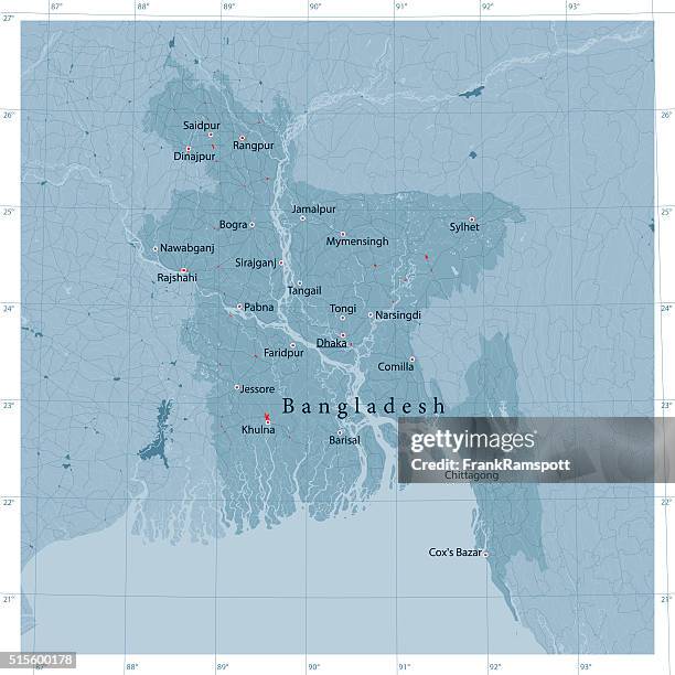 bangladesch vektor landkarte - bangladesh map stock-grafiken, -clipart, -cartoons und -symbole