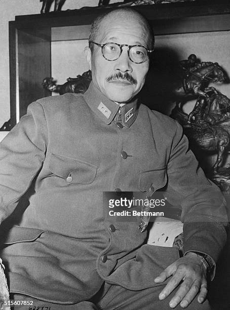 Photo shows General Hideki Tojo, new Japanese Premier, who is directing talks between his government and the United States State Department, through...
