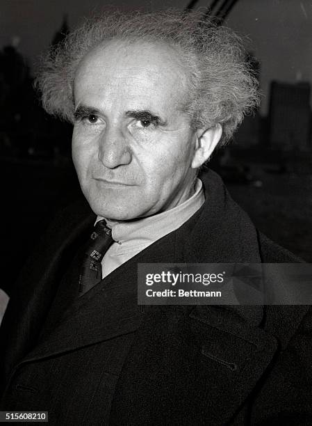 Photo shows Mr. D. Ben Gurion, Chairman of the Executive Jewish agency for Palestine, arrived in New York aboard the American Export liner Excambion....