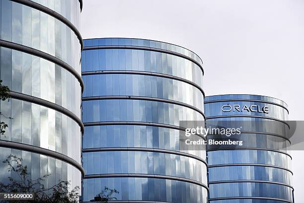 Buildings stand at the Oracle Corp. Headquarters campus in Redwood City, California, U.S., on Monday, March 14, 2016. Oracle Corp. Is scheduled to...