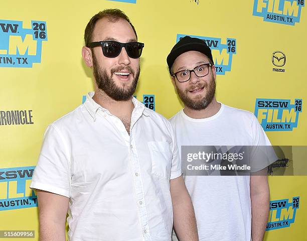 Directors Evan Goldberg and Seth Rogen attend the screening of "Preacher" during the 2016 SXSW Music, Film + Interactive Festival at Paramount...