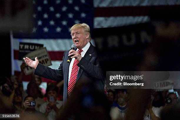 Donald Trump, president and chief executive of Trump Organization Inc. And 2016 Republican presidential candidate, speaks during a town hall event at...