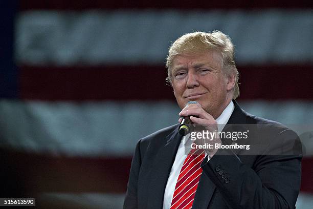 Donald Trump, president and chief executive of Trump Organization Inc. And 2016 Republican presidential candidate, pauses while speaking during a...