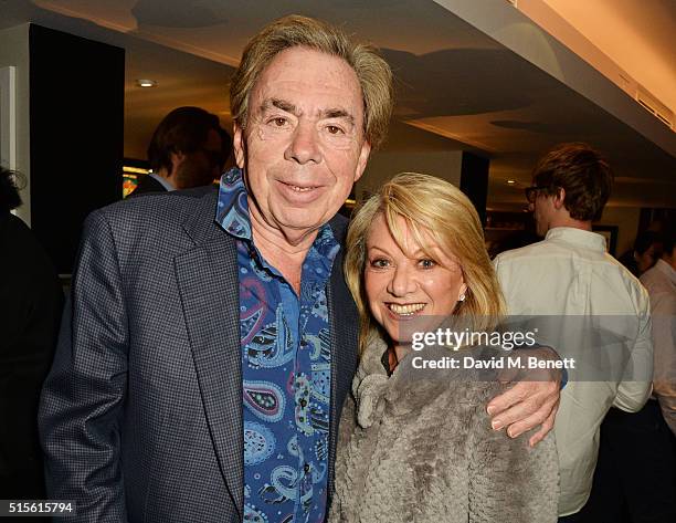 Lord Andrew Lloyd Webber and Elaine Paige attend the press night after party for "Miss Atomic Bomb" at the St James Theatre on March 14, 2016 in...