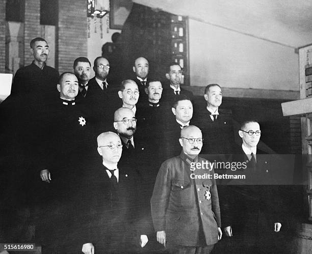 The cabinet of Tojo Hideki , effective military dictator of Japan, shortly after the bombing of Pearl Harbor.