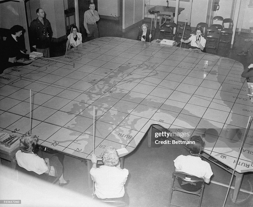 View of Giant Table Map Used for Aerial Defense