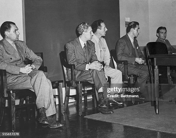 Four of the eight Nazi saboteurs who are being tried by a special military commission in the Department of Justice building are shown in court at the...