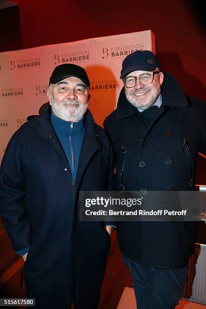 Member of the Jury, Actor Gerard Jugnot and Dominique Segall attend the Premiere of "Five", Laureat Du Prix Cinema 2016 - Fondation Diane And Lucien...