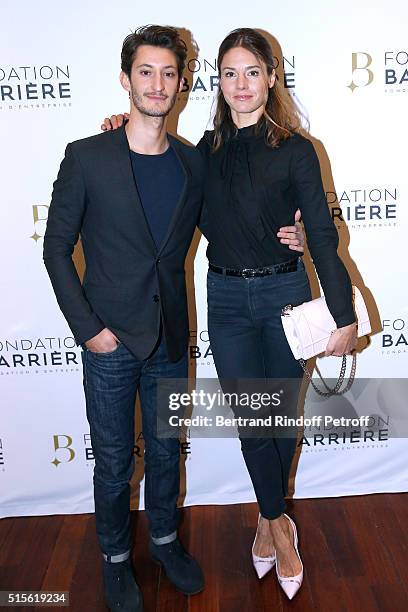 Actor of the movie Pierre Niney and Natasha Andrews attend the Premiere of "Five", Laureat Du Prix Cinema 2016 - Fondation Diane And Lucien Barriere....