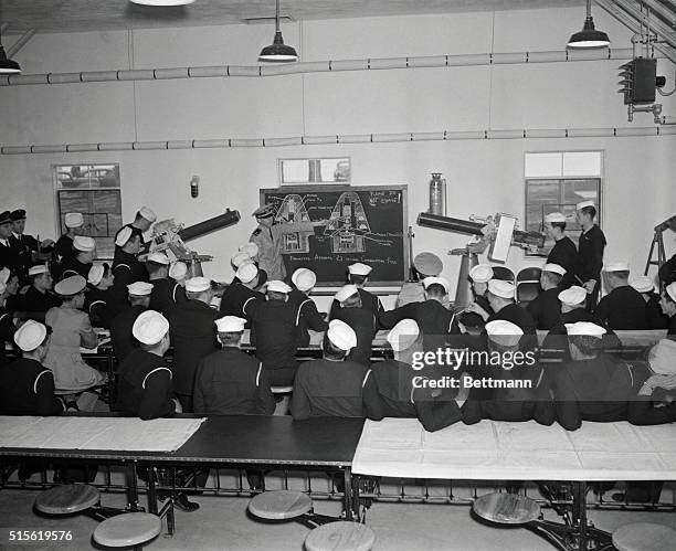 The men behind the guns on our merchant ships are receiving rapid training for their task of protecting the ships and their cargos from the enemy at...