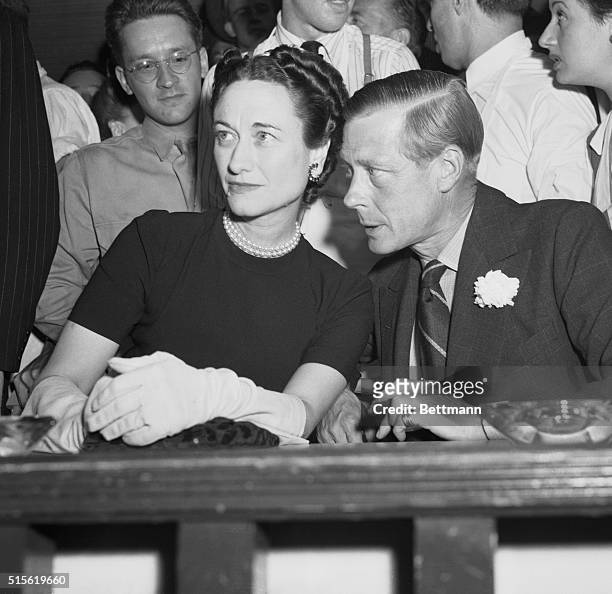 Windsors Visit Stage Door Canteen. New York, New York: Surrounded by soldiers and sailors, the Duke and Duchess of Windsor are seated at the "Angel's...