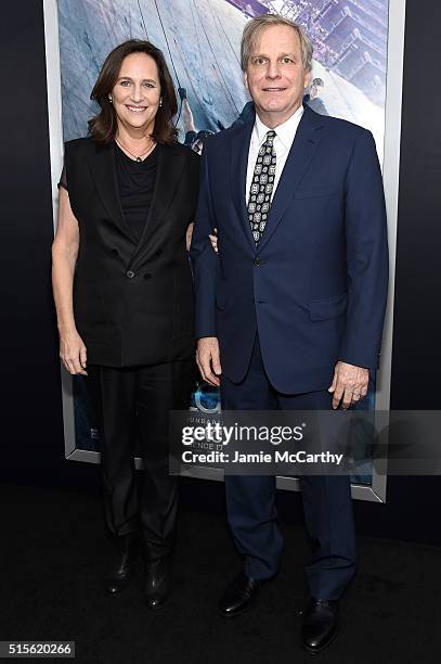 Producers Lucy Fisher and Douglas Wick attend the New York premiere of "Allegiant" at the AMC Lincoln Square Theater on March 14, 2016 in New York...