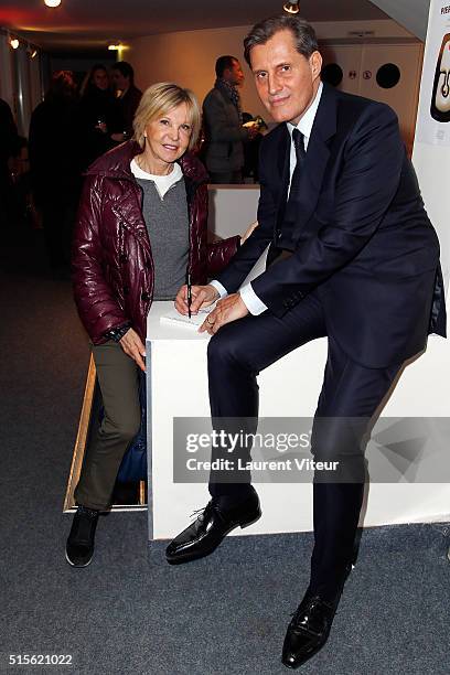 Marie-Christiane Marek and Jean-Pascal Hesse attend has the signature of the book 'Espace Cardin' by Jean-Pascal Hesse at Espace Pierre Cardin on...