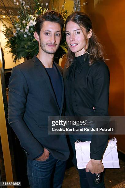 Actor of the movie Pierre Niney and Natasha Andrews attend the Cocktail following the Premiere of "Five", Laureat Du Prix Cinema 2016 - Fondation...