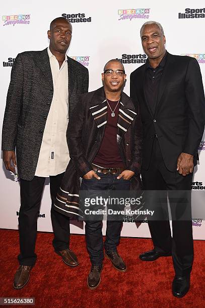 Former NBA Player and Coach Herb Williams, rapper Ja Rule, and NBA Legend Charles Oakley attends the Sports Illustrated & KIZZANG Bracket Challenge...