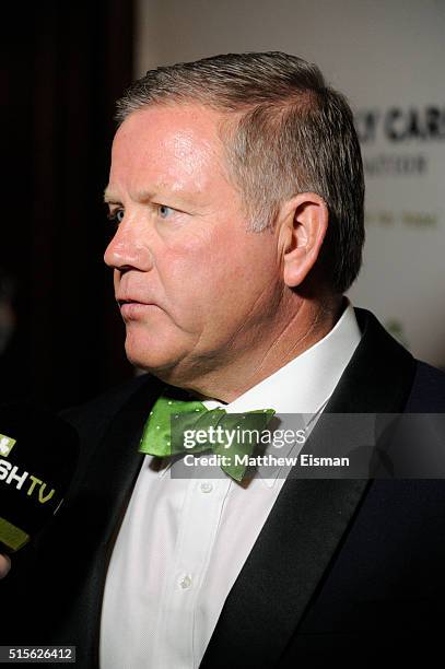 Notre Dame Head Football Coach Brian Kelly attends the Kelly Cares Foundation 2016 Irish Eyes Gala at The Pierre Hotel on March 14, 2016 in New York...