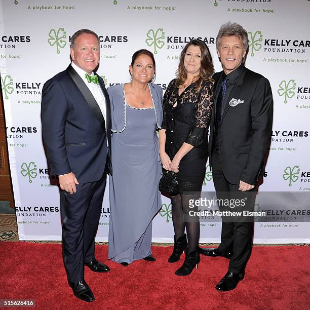 Notre Dame Head Football Coach Brian Kelly, Paqui Kelly, Dorothea Hurley and Jon Bon Jovi attend the Kelly Cares Foundation 2016 Irish Eyes Gala at...