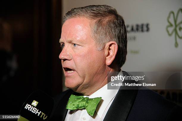 Notre Dame Head Football Coach Brian Kelly attends the Kelly Cares Foundation 2016 Irish Eyes Gala at The Pierre Hotel on March 14, 2016 in New York...