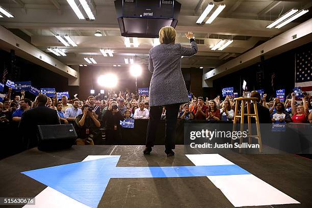 Democratic presidential candidate former Secretary of State Hillary Clinton speaks during a Get Out the Vote event at Grady Cole Center on March 14,...