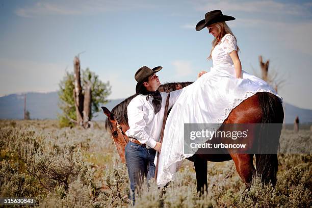 wild west bride - retro cowgirl stock pictures, royalty-free photos & images