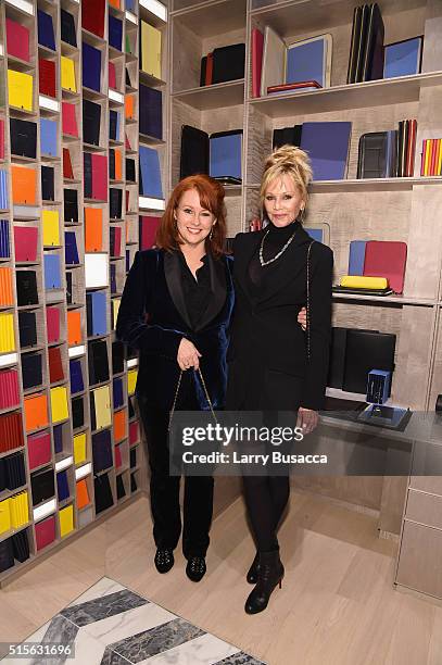 Tracy Griffith, wife of CEO of Smythson and actress Melanie Griffith attend Smythson's Madison Avenue Grand Opening Event on March 14, 2016 in New...