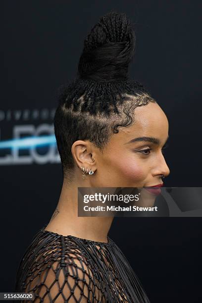 Actress Zoe Kravitz attends the "Allegiant" New York premiere at AMC Lincoln Square Theater on March 14, 2016 in New York City.