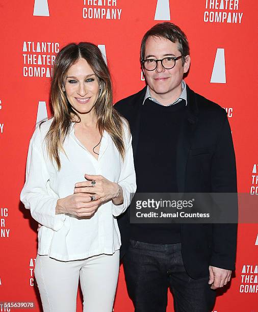 Actors Sarah Jessica Parker and Matthew Broderick attend the "Hold On To Me Darling" opening night after party at The Gallery at The Dream Downtown...