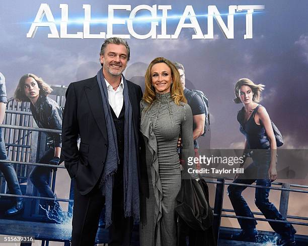 Actor Ray Stevenson and anthropologist Elisabetta Caraccia attend the 'Allegiant' premiere at AMC Lincoln Square Theater on March 14, 2016 in New...