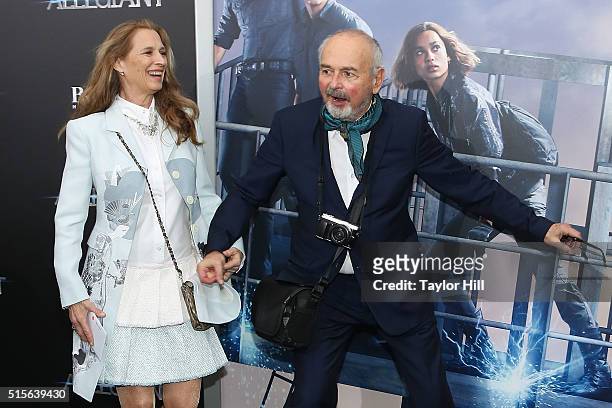Grethe Barrett Holby and Arthur Elgort attend the 'Allegiant' New York premiere at AMC Loews Lincoln Square 13 theater on March 14, 2016 in New York...