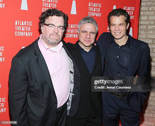 Producer Kenneth Lonergan, director Neil Pepe and actor Timothy Olyphant attend the "Hold On To Me Darling" opening night after party at The Gallery...