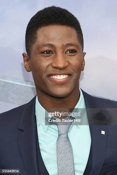 Joseph David-Jones attends the 'Allegiant' New York premiere at AMC Lincoln Square Theater on March 14, 2016 in New York City.