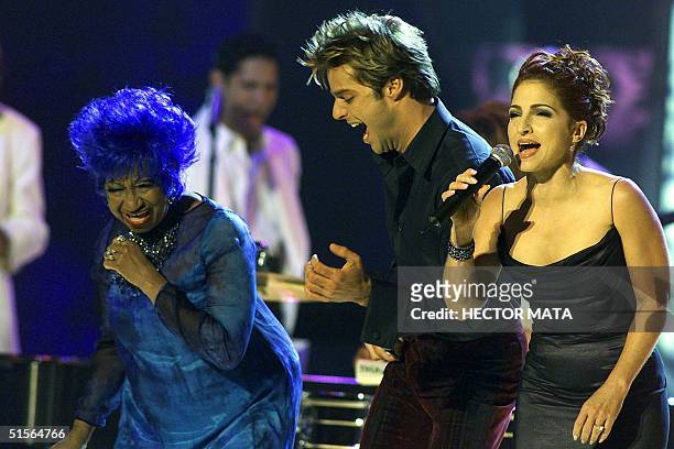 Singers Celia Cruz , Ricky Martin and Gloria Estefan perform at the 1st Annual Latin Grammy Awards at the Staples Center in Los Angeles, 13 September...