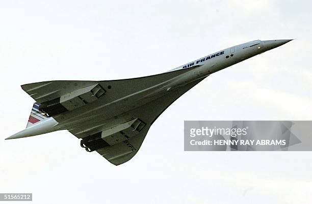 An Air France Concorde, which was grounded at John F. Kennedy International Airport after the crash of a Concorde departing Paris in July caused the...