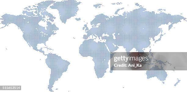 gepunktete world karte - digitale welt stock-grafiken, -clipart, -cartoons und -symbole