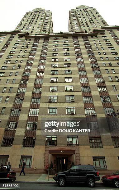 This photo shows an apartment building at 25 Central Park West between 62nd and 63rd streets in New York, New York 24 September 2000. According to...