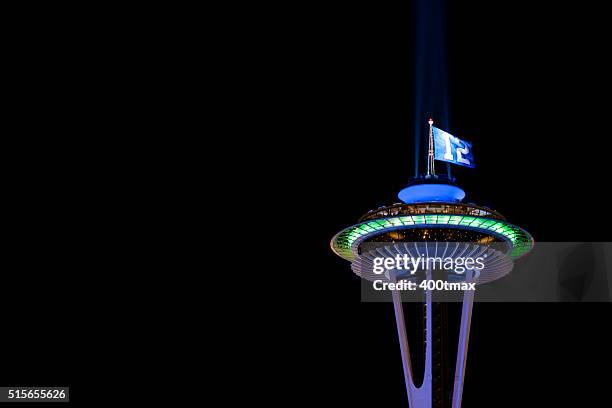 space needle - seattle seahawks colors stock pictures, royalty-free photos & images