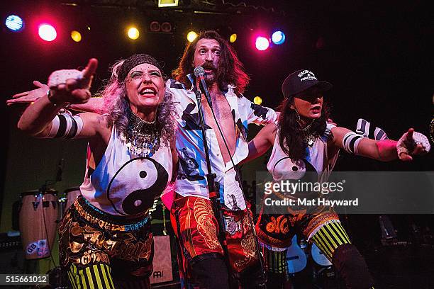 Eugene Hutz of Gogol Bordello performs on stage at The Showbox on March 14, 2016 in Seattle, Washington.