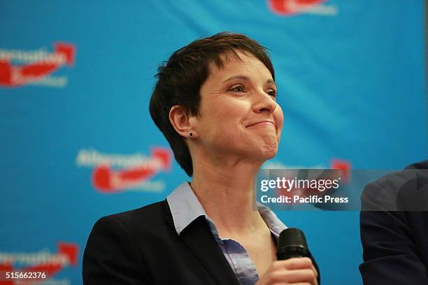 Frauke Petry during the election night of Alternative for Germany in AO hostel in Berlin's Lichtenberg district to the state elections in...