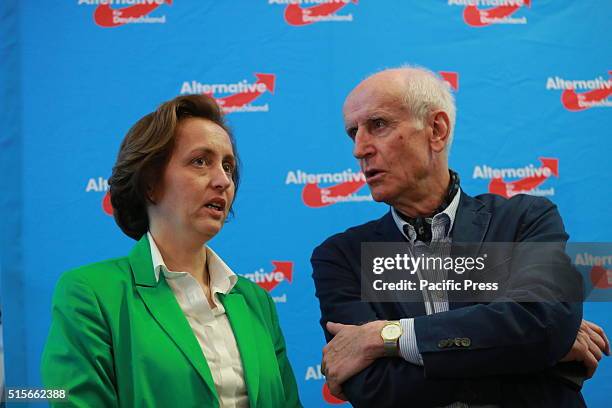 Beatrix von Storch , the deputy chairman of the party AfD and Member of the European Parliament and Albrecht Glaser during the election night of...