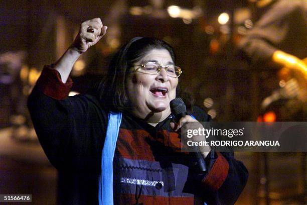 The Argentine singer Mercedes Sosa performs a spectacle, 11 October 2000, in Managua, Nicaragua. The benefit was organized to by UNICEF, and the...