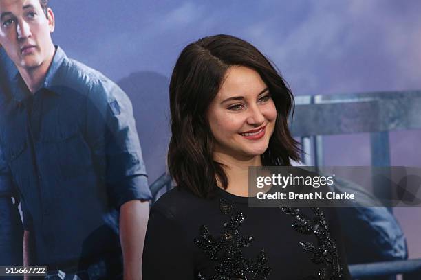 Actress Shailene Woodley attends the premiere of "Allegiant" held at the AMC Loews Lincoln Square 13 theater on March 14, 2016 in New York City.