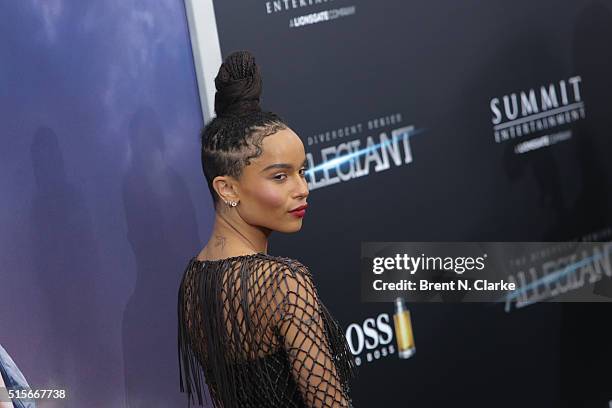 Actress Zoe Kravitz attends the premiere of "Allegiant" held at the AMC Loews Lincoln Square 13 theater on March 14, 2016 in New York City.