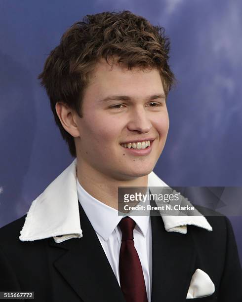 Actor Ansel Elgort attends the premiere of "Allegiant" held at the AMC Loews Lincoln Square 13 theater on March 14, 2016 in New York City.